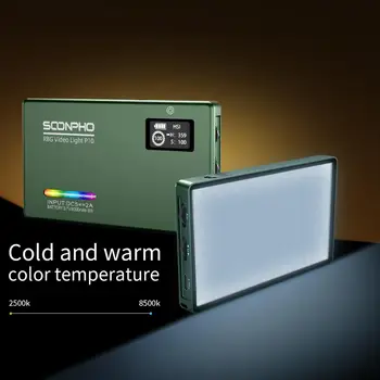 Soonpho P10 8W RGB 2500K-8500K Mini Video LED Luči Fill Light Vgrajeno Baterijo za Telefon, Fotoaparat, Snemanje Studio