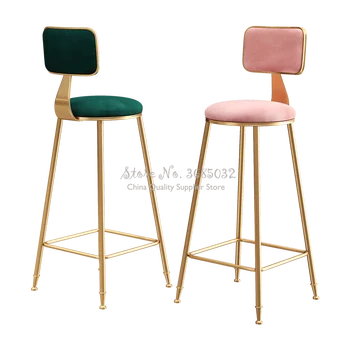 D,Ustvarjalne Nordijsko Zlato noge Bar Blatu Visoko Železa Cafe Stol Sestavljeni stoli za trgovino z Naslonjali Multicolor