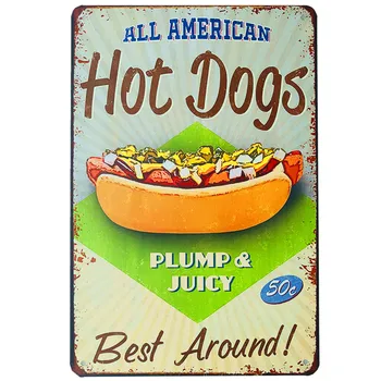 Vintage Kovinski Tin Znakov zobnih Oblog BBQ Hot Dog Cupcake Sladoled s Hitro Hrano; Kovinske Plakat Wall Art Dekor Za Kuhinjo Diner Restavracija