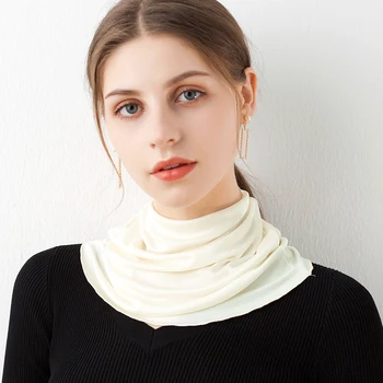 Narave Svile Obroč Šal Ženske Za Zaščito Pred Soncem Headscarf Vratu Ovratnik Prostem Moda Scarvers Pravi Svile Trdna Neckscarves