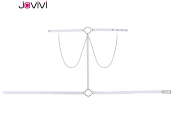 Jovivi 1x Usnje s zanko Ponaredek Nastavek Obroči Choker Silikona, ki Niso Piercing Nastavek Verige Z pasu Pasu Body Piercing Nakit Črna
