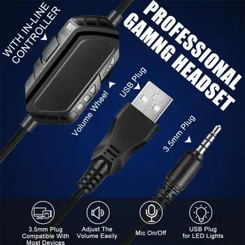 2020 Nov Slog 3,5 mm Prikrivanje Gaming Slušalke Profesionalni Igralec Stereo Head-mounted Računalnik Slušalke Slušalke Za PC PS4
