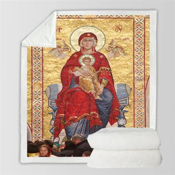 Najnovejši Tradicionalne Vere Jezusa Vzorec 3D Tiskanih Plišastih Odejo za Postelje Toplo Mehko Bedspread Sherpa Runo Vrgel Odeje