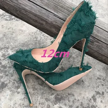 12 cm visoke pete dame črpalke plitvo čevlji pomlad nove modne ženske v visokih petah čevlji rdeča črna zelena BM012 ROVICIYA