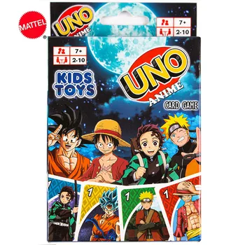 Mattel UNO Kartica Igre Japonske Anime Enem Kosu Naruto Dragon Ball Demon Slayer Fanny Družino Party Poker Igre za Odrasle Otroci Igrače