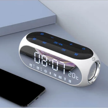 Prenosni Domače Namizne Ure Brezžični Bluetooth Zvočnik Mobilni Računalnik, Digitalni Radio, Mini Budilka Zvočnik-Bel
