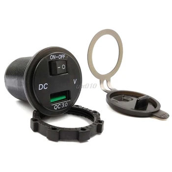 Hitro Polnjenje 3.0 USB Avto Polnilec Vtičnico LED Voltmeter Stikalo Za Avto Morskih ATV julija Debelo&DropShip