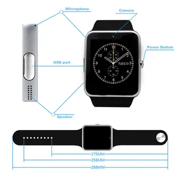 Pametno Gledati Spanja Monitor Pedometer 2G Kartice SIM Klic Kamera, Bluetooth, Touch Screen Moški Ženske Smartwatch