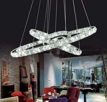 Moderna LED Lestenec Crystal Ring Lestenec Kristalno luç Vzmetenje Lumiere LED Osvetlitev Krogih Lučka Zatemniti Daljavo