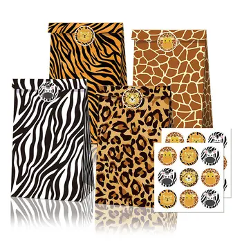 12pcs Jungle Safari Živali Papirja, Darilne Vrečke Rojstni Candy Torbe Polje Okraski Otroci Baby Tuš džungle Stranka Dobave