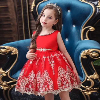 FOCUSNORM Božič Malčke Baby Dekleta Oblačenja Vezenje Cvet Princesa Formalno Stranko Poroko Til Očesa Čipke Obleke Obleke