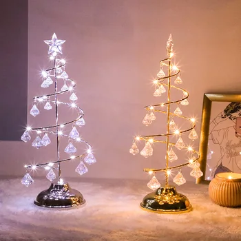 Soba, spalnica Božič dekorativni namizne svetilke LED, kristalno Božično drevo lučka dekle srce baker Nočna okraski stranka