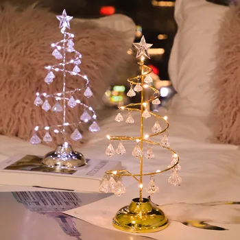 Soba, spalnica Božič dekorativni namizne svetilke LED, kristalno Božično drevo lučka dekle srce baker Nočna okraski stranka