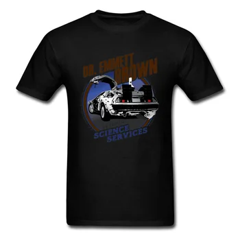 Retro 80. T-shirt Nazaj V Prihodnost Majica s kratkimi rokavi Moški Delorean Tshirt Doc Brown Marty Black Tees Fiction Film Oblikovalec Vrhovi Bombaž
