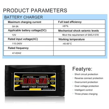 Nov Prihod Polno Autimatic Avto Polnilec za Baterije v Sili Motor Starter LED Zaslon Tri Faze Polnjenje Smart Start 6A Booster