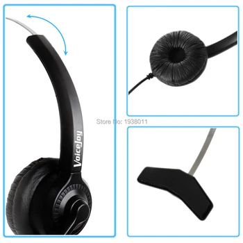 Hands-free Call Center šumov Strip Mono Slušalke Slušalke z Mikrofonom za Mizo Telefon -4-Pin RJ9 Kristalno plug