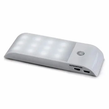 12 LED PIR Ir Stick-on Polnilna Omaro Noč Svetlobe USB Detektorja Gibanja Indukcijski Senzor Garderoba Hodnik Lučka 5V