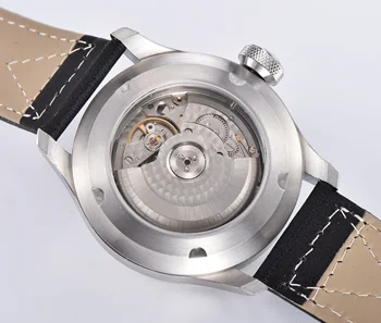 PARNIS 47mm Novo nerjavečim blac izbiranje rezerve moči datum Svetlobna avtomatska ura Usnjeni pašček ST 2530 mehanske mens watch
