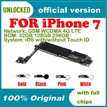 32GB 256GB original za iPhone 7 motherboard 128GB NO touch ID odklenjen za iphone 7 4.7 palčni IOS Sistem logike odbora Ne Zaklenjena