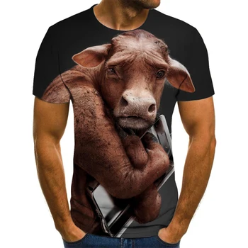 Poletje je nova 3D tisk T-shirt za moške ulica oblačila smešno ovčje kože kratek sleeved majica s kratkimi rokavi top živali moška športna majica s kratkimi rokavi