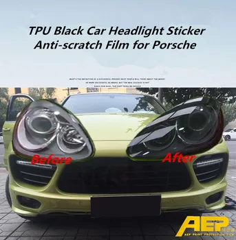 APZ Novo TPU Črno Avtomobilski Žarometi Nalepke Anti-scratch Film za Porsche Macan Cayenne Panamera 718 911 Boxster Kajmanski-2021