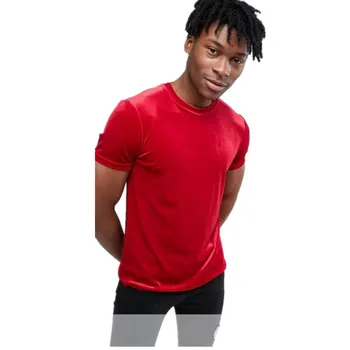 Modni T-shirt Hi-Ulica Barva Prevelik Velur majica s kratkimi rokavi Moški Hip Hop Parangalom TShirts Moških Hip Hop Zamotek Žamet Tees Vrhovi