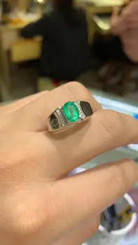 Visoko Kakovost Naravnega in Pravi smaragdni prstan Brezplačna dostava 925 funt silve Fine nakit za Moški Ali Ženska
