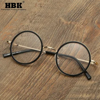 HBK Letnik Krog Okvir Očal je Krog Modnih Jasno Objektiv Nerd Geek Očala Retro Očala Krog Zlitine Pregleden Očala