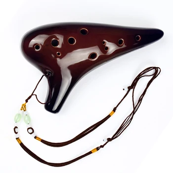 Rjava Gradient Ocarina 12 Lukenj AC tipko Veter Glasbeni Instrument za Glasbo Amaterji
