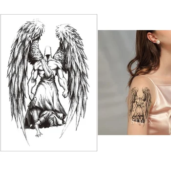 Črna začasno ponaredek tattoo nalepke angel božanstvo akvarel cvet Kitajski kung fu Bruce lee Moške tatoo ženske body art tattoo