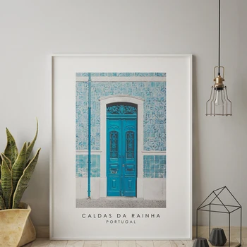 Modra Vrata, Caldas Da Rainha na Portugalskem Plakatov in Fotografij Nordijska Platno Slikarstvo Stenske Slike Za dnevno Sobo Sodoben Dom Dekor