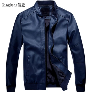 XingDeng Nov modni Vodotesno Zadrgo top jakna moške blagovne znamke moto biker PU usnjeno jakno mens stojalo vratu jakne plašči plus 3xl