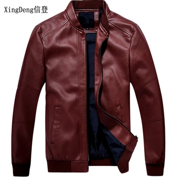 XingDeng Nov modni Vodotesno Zadrgo top jakna moške blagovne znamke moto biker PU usnjeno jakno mens stojalo vratu jakne plašči plus 3xl