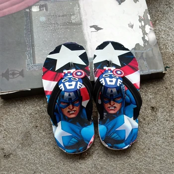 Poletje Otroci Copate Fantje Dekleta Zaprtih Antiskid Malčka Sandali Mehko in Udobno Captain America Plaži Flip Flops Čevlji