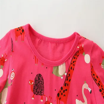 Skoki Metrov Jeseni, Pozimi Baby Dekleta Živali Tiskanja Bombaž Luštna otroška Oblačila Vroče Malčka Stranke Obleke