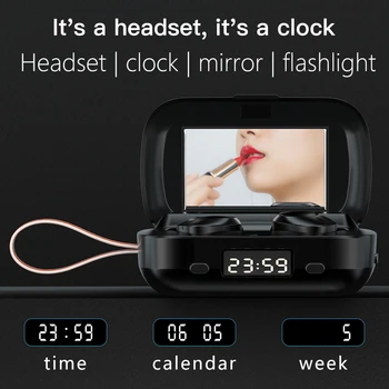 TUO JE Bluetooth 5.1 Slušalke TWS Brezžične Slušalke 9D Močan Bas Nepremočljiva HiFi Čepkov Z LED Ura Svetilka 2000mAh
