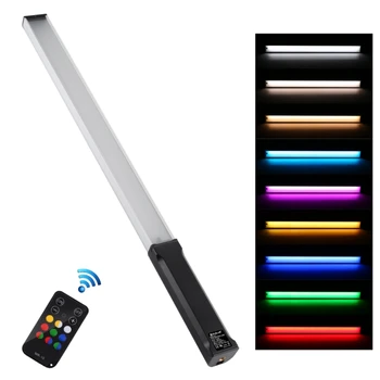 PULUZ RGB Barvna Fotografija LED Stick Nastavljiva Temperatura Barve Ročne LED Fill Light z Daljinskim upravljalnikom(Black)