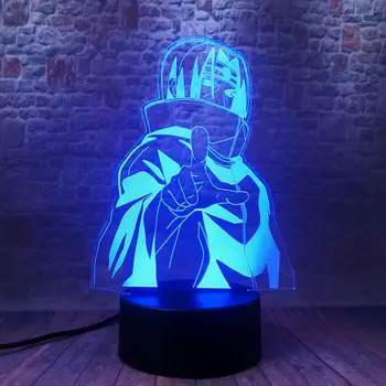 3D Iluzije LED Nočna Pisane Dotik Flash Svetlobe za Mizo Dekor Slika Naruto Uchiha Itachi Anime številke Light-up Igrače