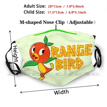 Vintage Oranžni Ptič Masko DIY Stroj Filter Pm2.5 Usta Trending Oranžni Ptič Svetu Florida Pomaranče Oranžni Ptič