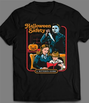 Halloween Varnost Michael Myers Sestra ' s Guide Smešno Črni T-Shirt S-3Xl Prisotna Priložnostne Tee Majica