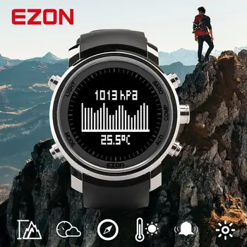 Moške Digitalni Šport Gledam Ur Žensk Z Nadmorsko višino Barometra Kompas in nerjavečim za na Prostem Pohodništvo EZON H506B01