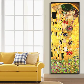 Velika Gustav Klimt, Ki Jih Poljub Platno, Tisk Slikarstvo Klasičnih Umetnik Povzetek Plakat Wall Art Slik, Dnevna Soba Dekoracijo Doma