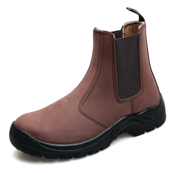 Moške velikosti jekla toe zajema delo varnostne škornje pravega usnja delavec čevlji orodje varnosti boot gleženj chelsea botas moški