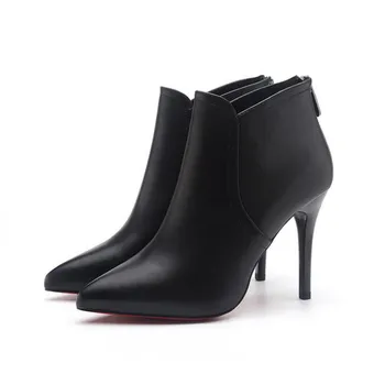 ženske modne udobno black pu usnje škornji lady hladen jesenski in zimski visoke pete martin čevlji botas