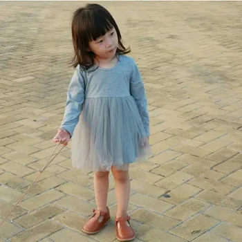 Bombaž Voile Baby Dekleta Princesa Tutu Obleko O-vratu Novorojenega Dojenčka Mozaik Žogo Obleke Bele, Roza, Črna, Siva 6-48 Mesecev Obleke