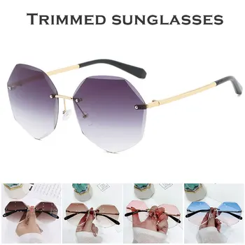 Nova Moda za Ženske Prevelik Rimless sončna Očala Rezanje Objektiv UV Zaščite, sončna Očala Različnih Barv LL@17