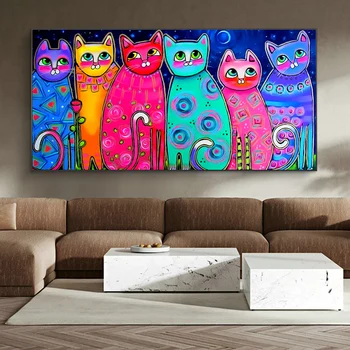 Povzetek Pisane Mačke Platno Umetnosti Plakatov In Fotografij Sodobne Živali Platna Slike Wall Art Nordijska Umetniške Slike Za Otroke Sobe