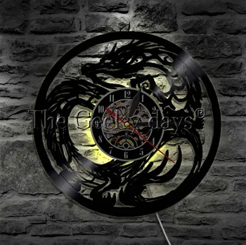 Dungeon Master Dragon LED Osvetlitev Stene Umetnosti borilnih veščinah, Dragon Stenska Luč z Lumionus Vinil Zapis Ure Vinil Svetlobe