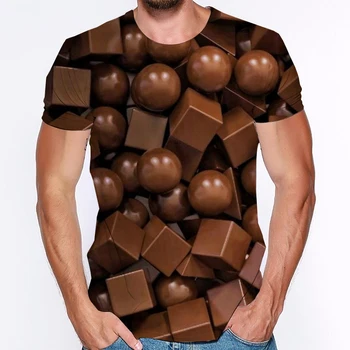 Čokolada 3d Moški Majica s Kratkimi Rokavi Moški Ustvarjalni Humoreska Vzorec moška T-shirt Poletje Velikosti Oblačil za Moške in Ženske