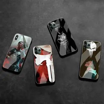 Punisher Telefon Primeru Kaljeno Steklo Za iPhone 12 max pro mini 11 XR Pro XS MAX 8 X 7 6S 6 Plus SE 2020 primeru